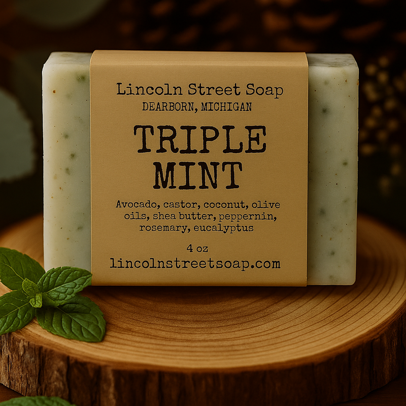 Triple Mint Bar Soap - Peppermint, Rosemary & Eucalyptus Blend