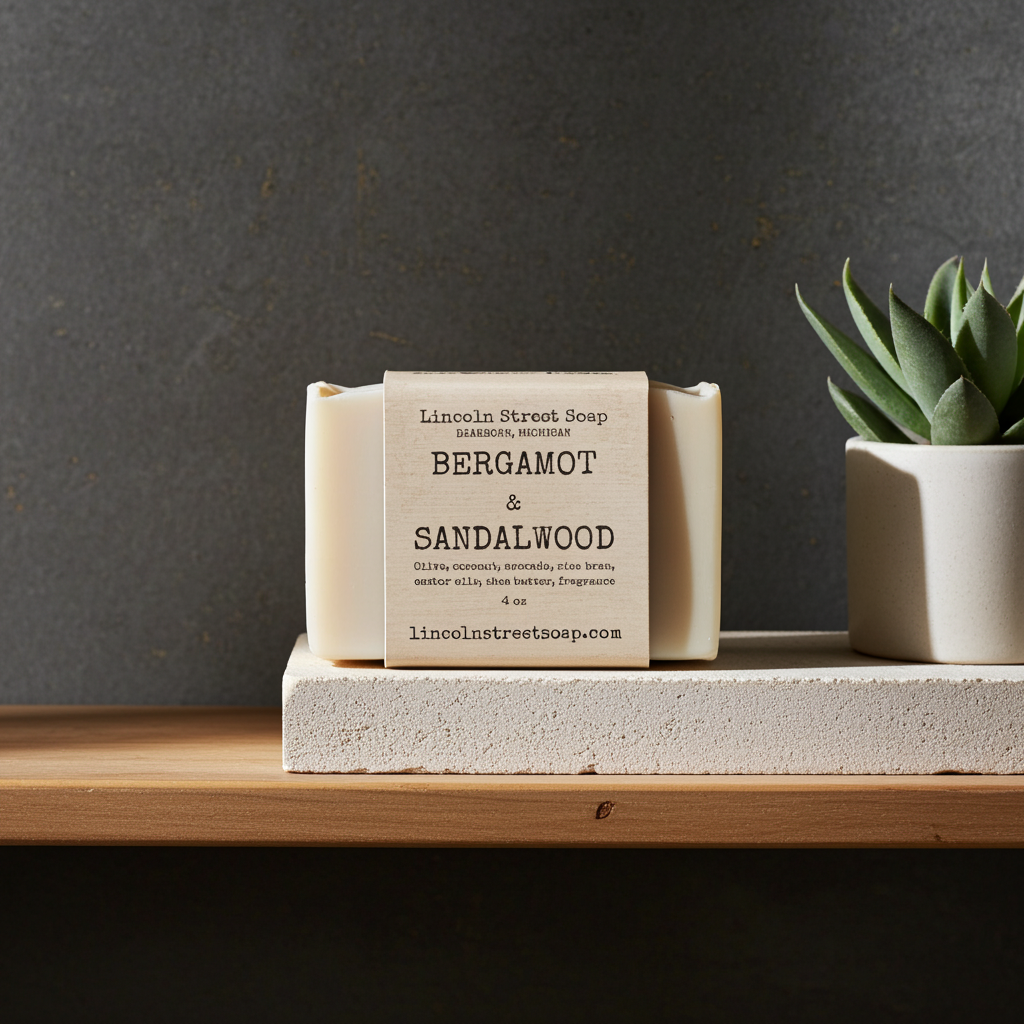 Bergamot & Sandalwood Soap – Earthy Citrus Aromatherapy Bar