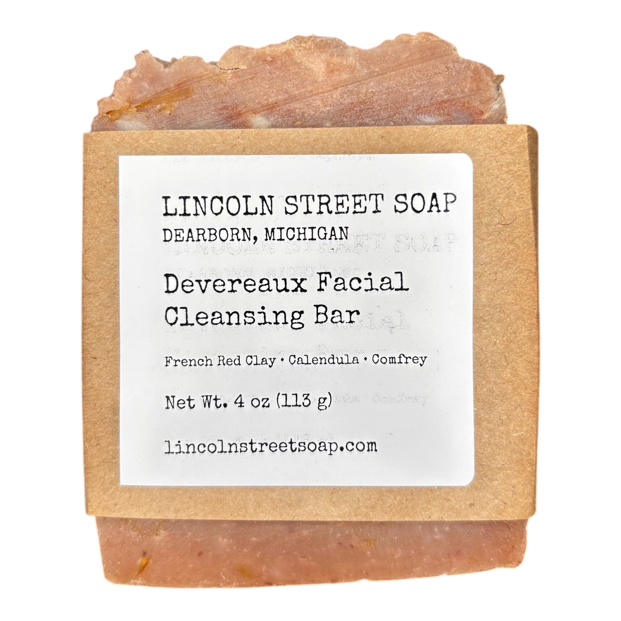 Devereaux Facial Cleansing Bar | Botanical Clay Face Soap with Jasmine & Vetiver (4 oz)