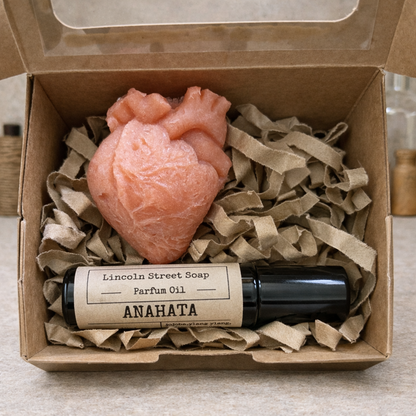 Anahata Heart Chakra Gift Set | Anatomical Heart Soap (1 oz) & Parfum Roller (10 ml)