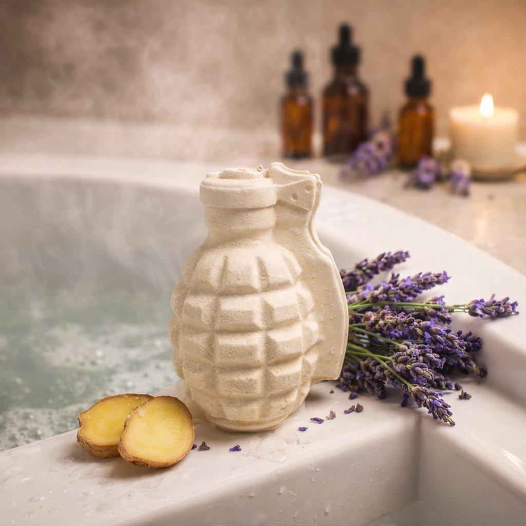Ginger Clay Detox Bath Bomb | Warming Muscle Soak for Circulation, Congestion & Recovery