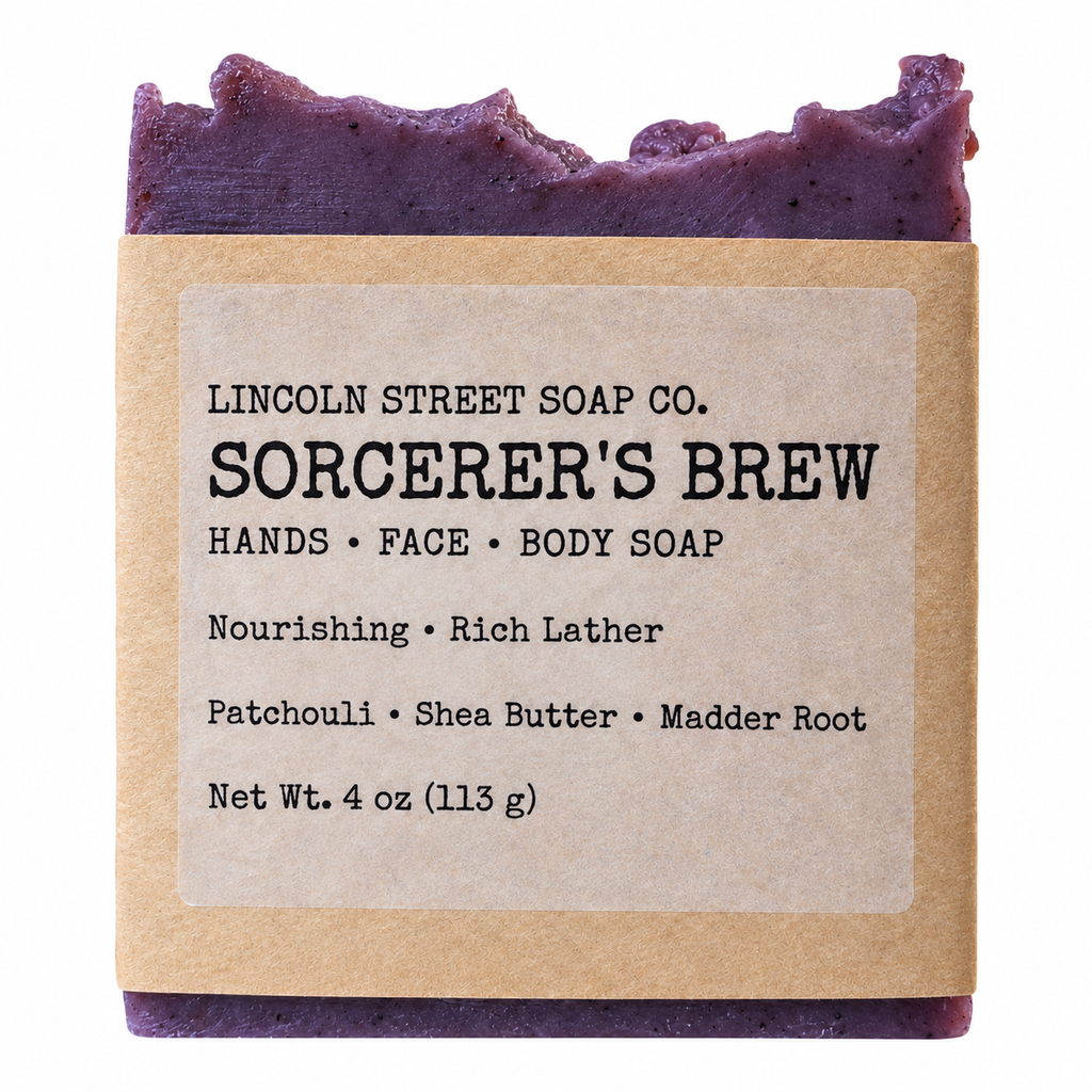 Sorcerer’s Brew Bar Soap – Patchouli, Frankincense & Myrrh Botanical Hot Process Soap | 4 oz