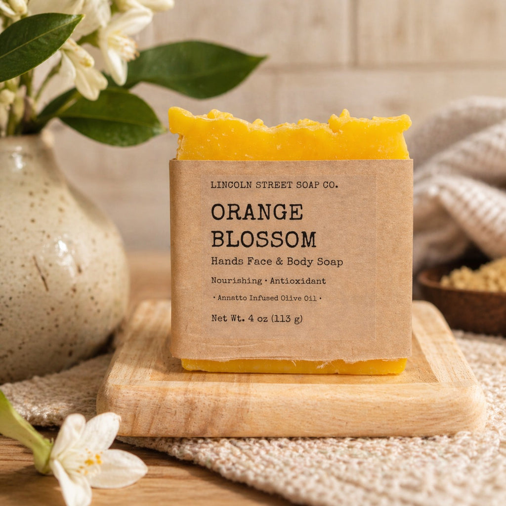 Orange Blossom Bar Soap | Bright Citrus Floral Soap with Annatto Infused Olive Oil | Handmade Natural Soap