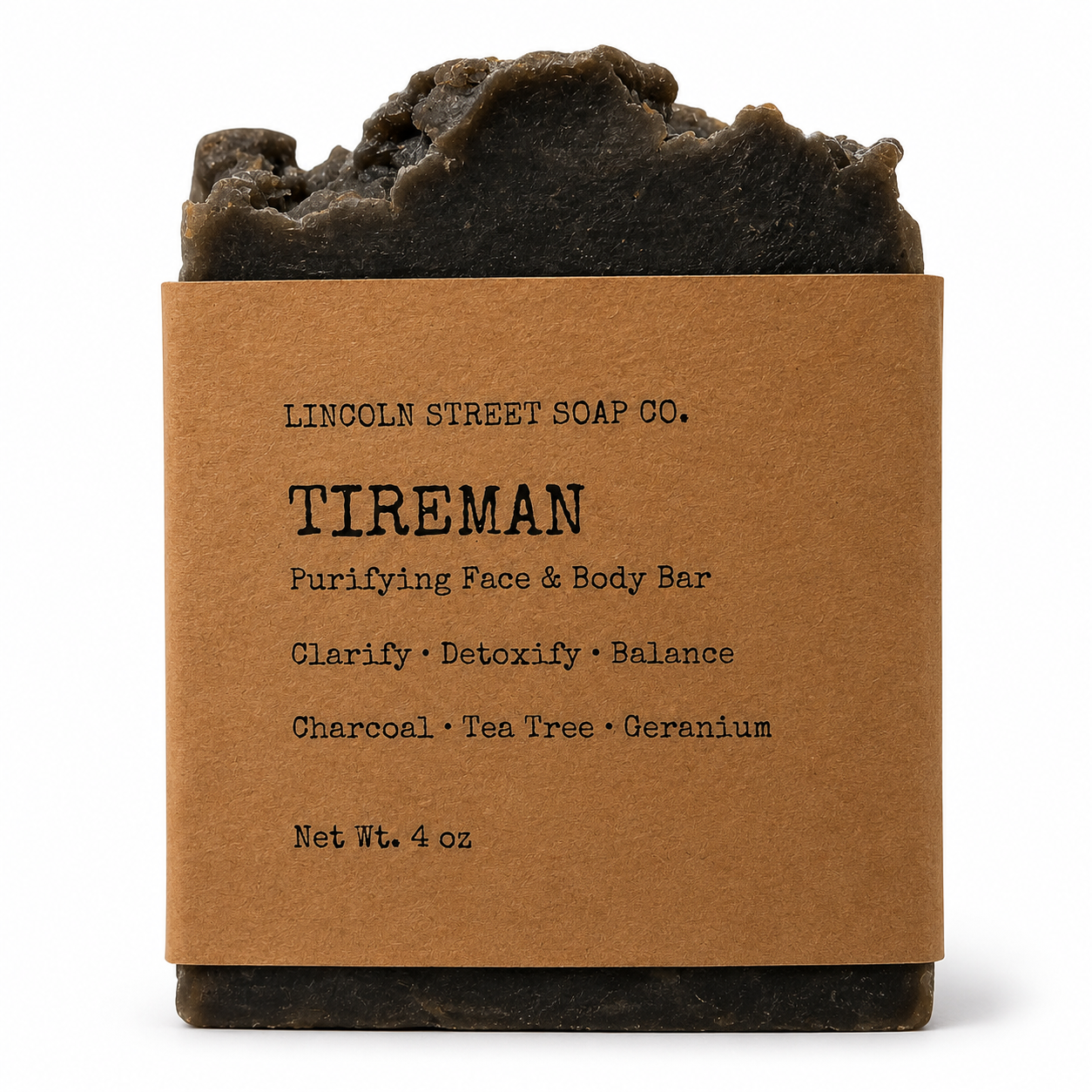 Tireman Bar Soap – Detoxifying Bamboo Charcoal & Tea Tree Cleanser