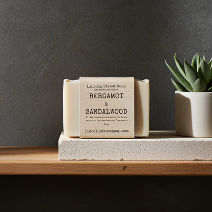 Bergamot & Sandalwood Soap – Earthy Citrus Aromatherapy Bar