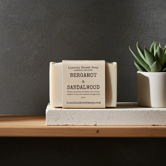 Bergamot & Sandalwood Soap – Earthy Citrus Aromatherapy Bar